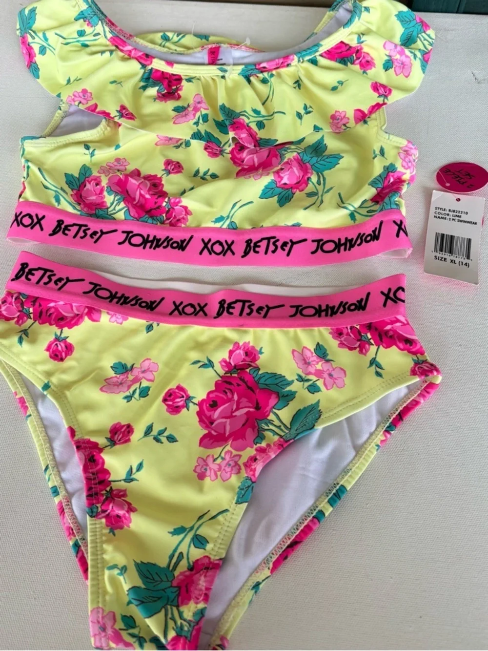 Betsey Johnson Yellow Floral Two-Piece Swim For youth girl